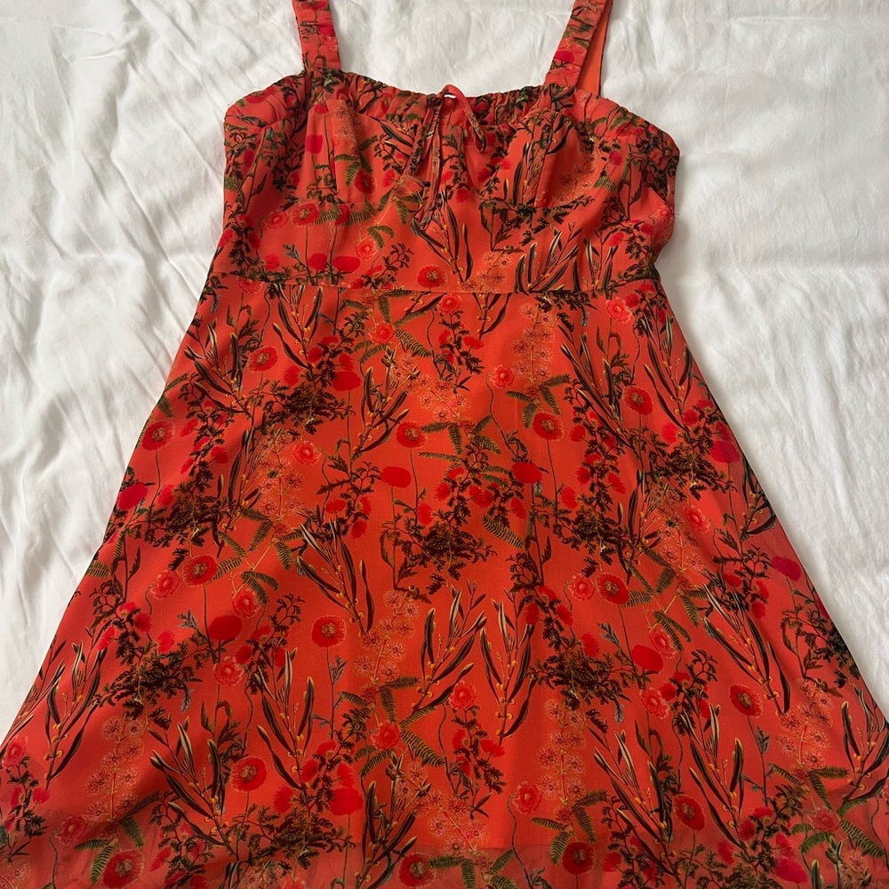 Gianni Bini Orange Ruched Tiered Mini Dress